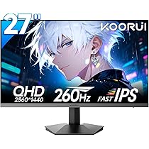 Amazon.co.jp: KOORUI ゲーミングモニター 27インチ WQHD 260Hz 1ms